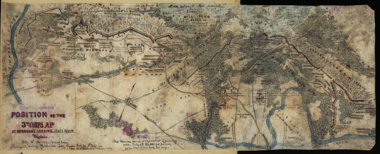 1862年7月9日在弗吉尼亚州詹姆斯河哈里森登陆点的A.P.第3军团的固守阵地 LOC gvhs01.vhs00295 作者 罗伯特·诺克斯·斯登