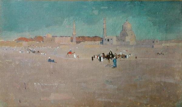 埃及的风景，约1890年（布面油画） 作者 罗伯特·麦克高恩·考文垂