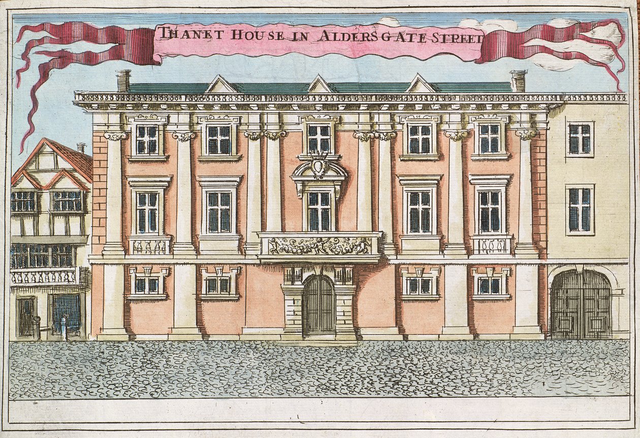 位于Aldersgate街的Thanet House，来自“伦敦金融城的显着位置前景之书”，c.1700 作者 罗伯特·莫登