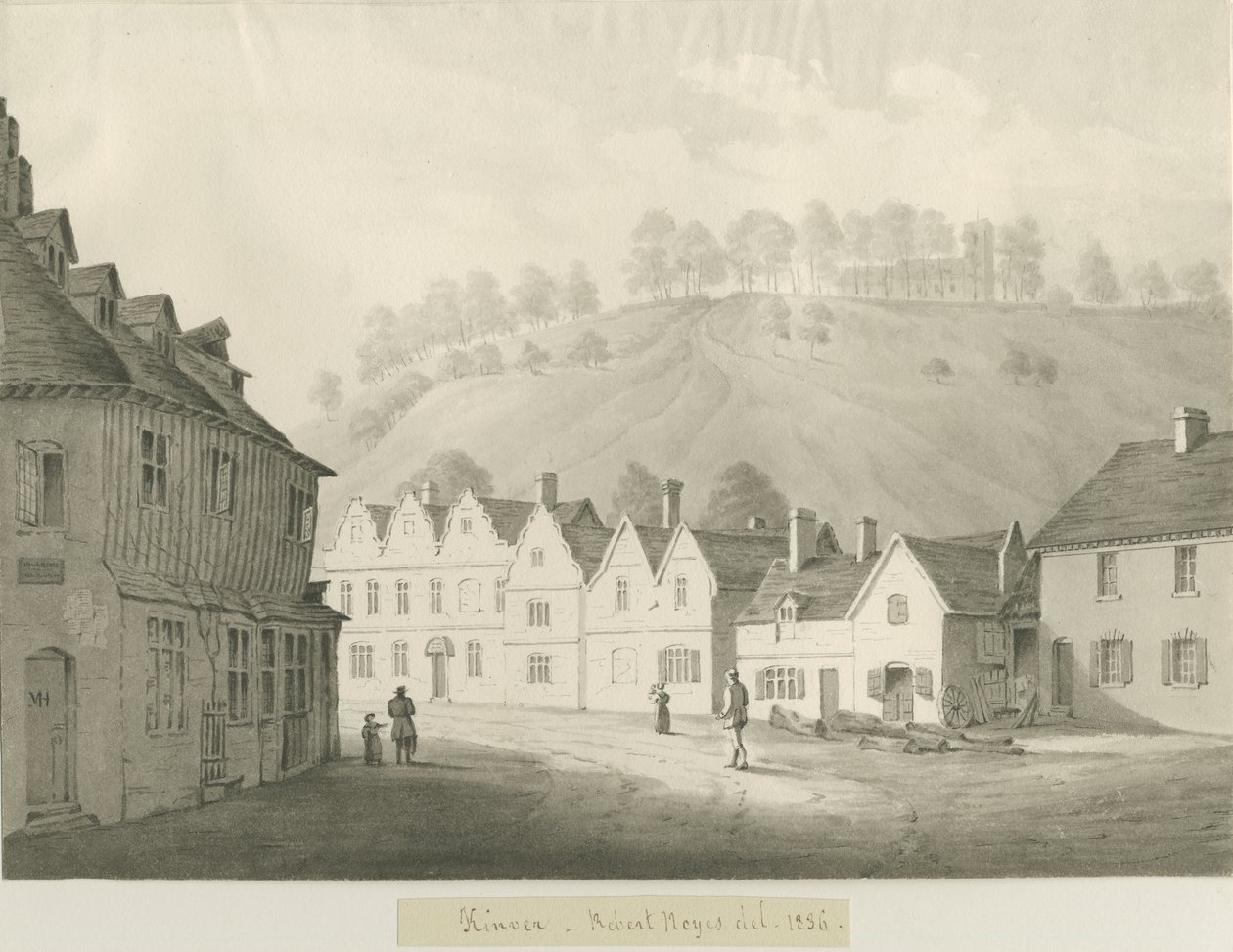 金维尔镇（Kinver Town）：棕褐色绘图，1836年 作者 罗伯特·诺伊斯