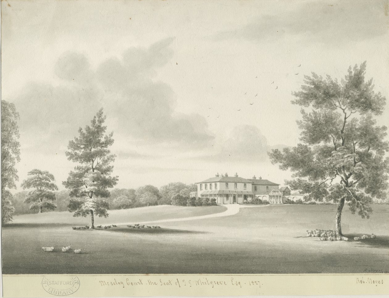 莫斯利法院（Moseley Court）：棕褐色水墨画，1837年 作者 罗伯特·诺伊斯
