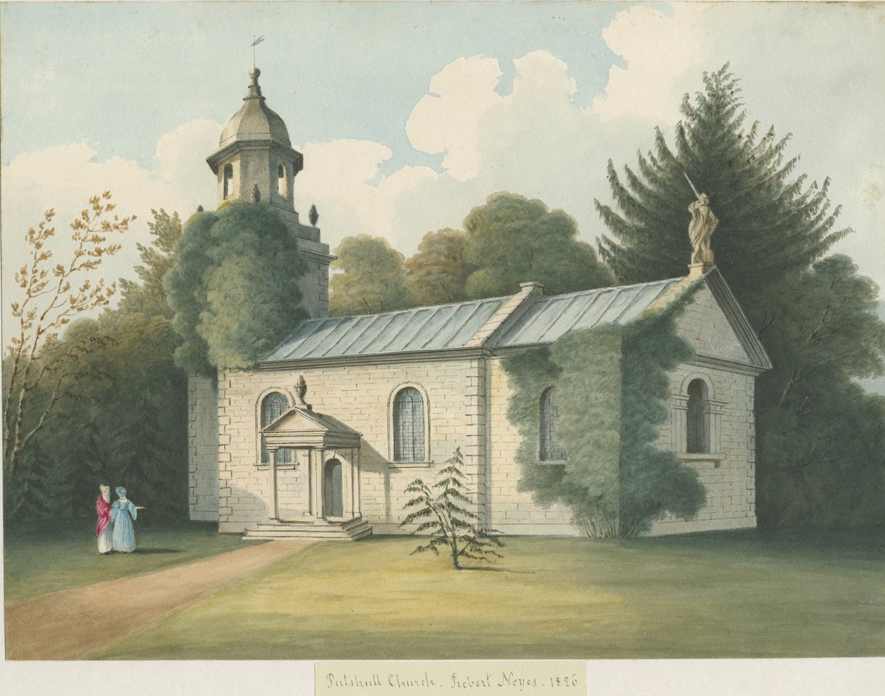 Patshull教堂：水彩画，1826年 作者 罗伯特·诺伊斯