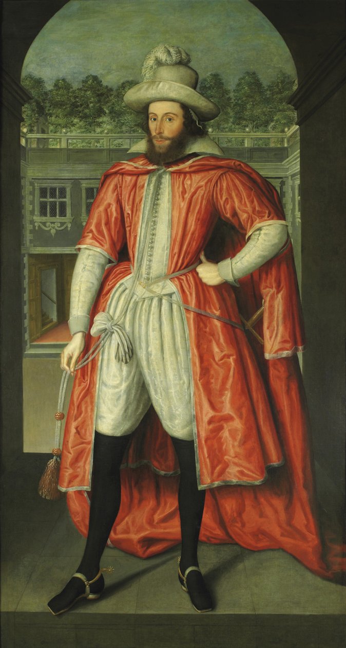 威廉·波普的肖像，唐恩第一伯爵1573-1631年，浴骑士，c。 1610 作者 罗伯特·皮克（Robert Peake）