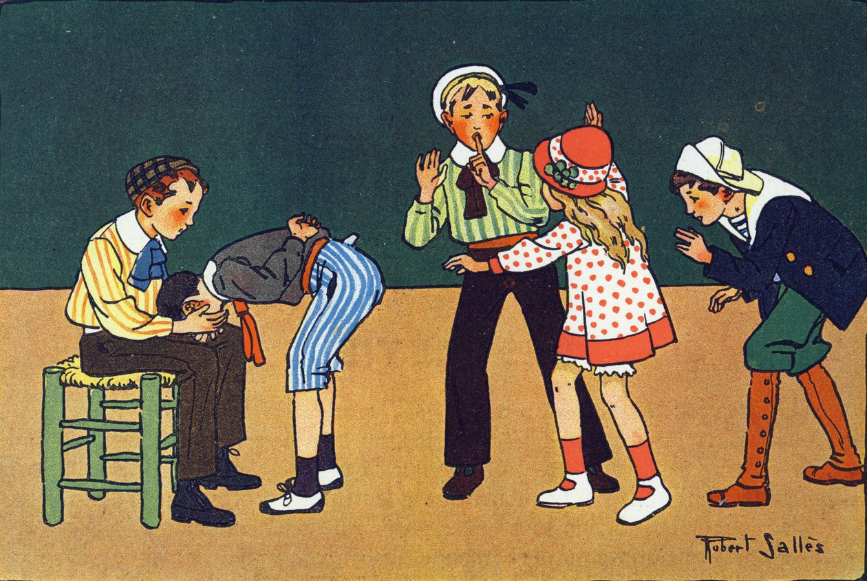 温暖的手。 刻在“”我们在玩什么？ “” 由 E. Weber 绘制，罗伯特·塞勒斯（Robert Salles，1871-1929 年）的水彩画。 巴黎 Garnier Freres 图书馆 作者 罗伯特·萨尔斯