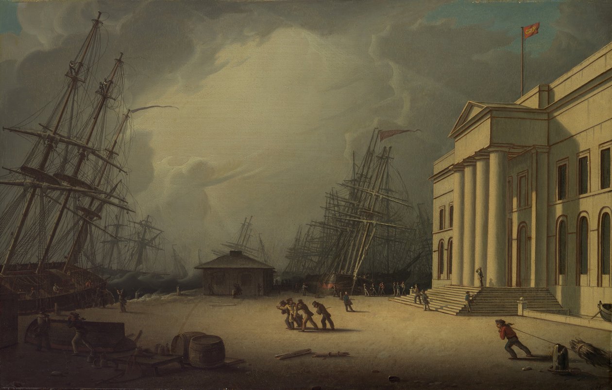 1828年，苏格兰格林诺克海关（Custom House）。 作者 罗伯特·萨蒙