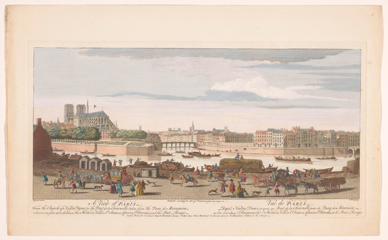 从米拉米翁码头 (Quai de Miramion) 欣赏巴黎市景 从圣母院教堂到图内尔桥 (Pont de la Tournelle) 的巴黎景观，从 Quai de Miramion (...) 拍摄（物体上的标题） 巴黎（系列名称） 作者 罗伯特·塞耶