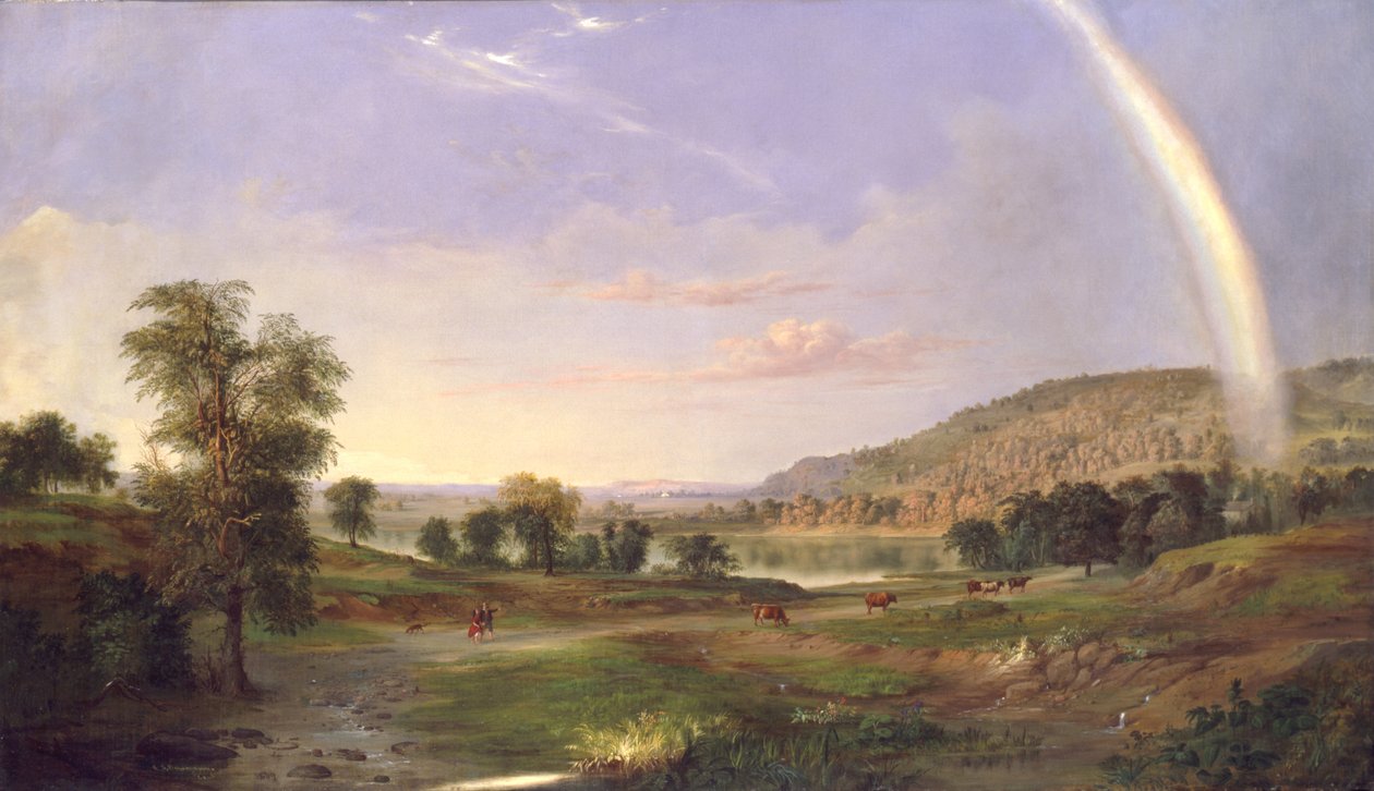 有彩虹的风景，1859年。 作者 罗伯特·塞尔登·邓肯森