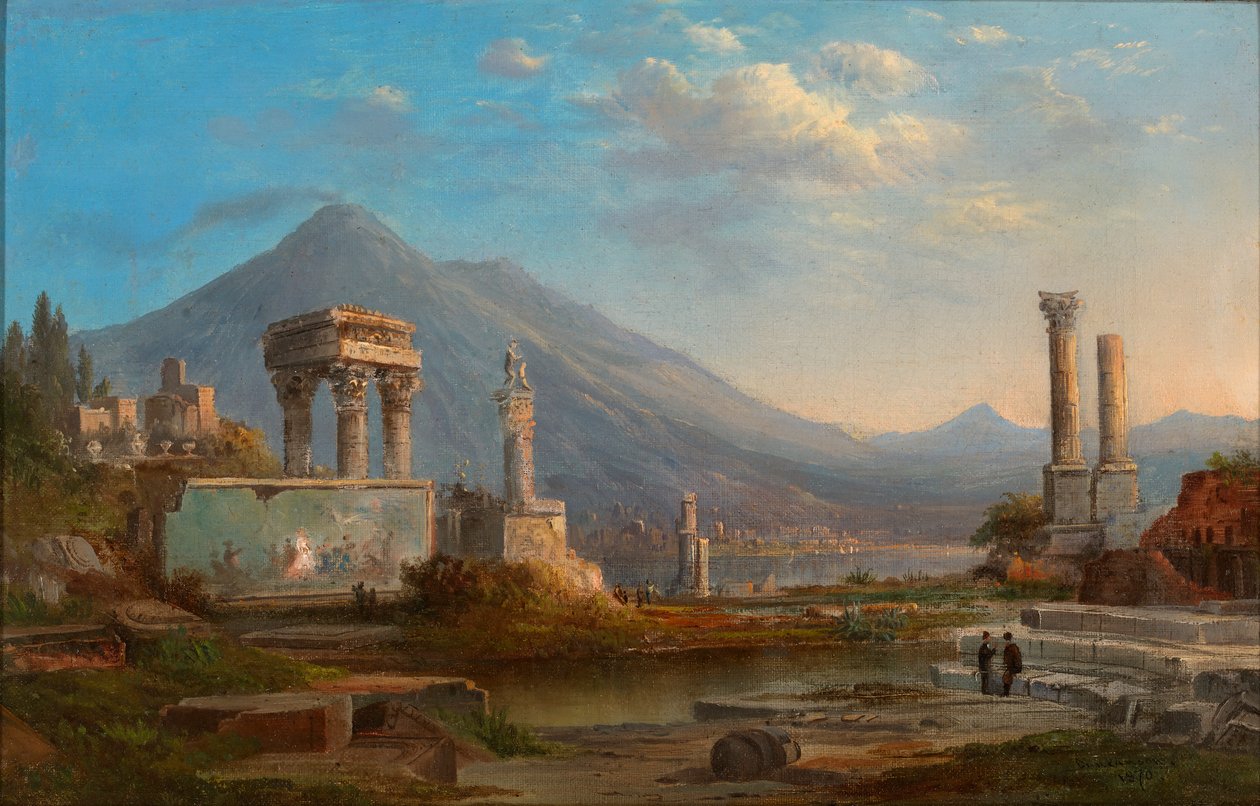 维苏威火山和庞贝城，1870年。 作者 罗伯特·塞尔登·邓肯森