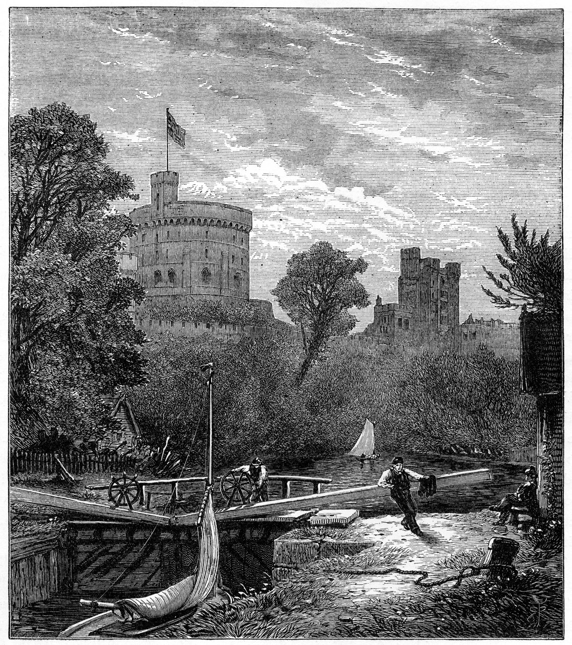 老温莎洛克（Old Windsor Lock），1880年。 作者 罗伯特·泰勒·普里切特