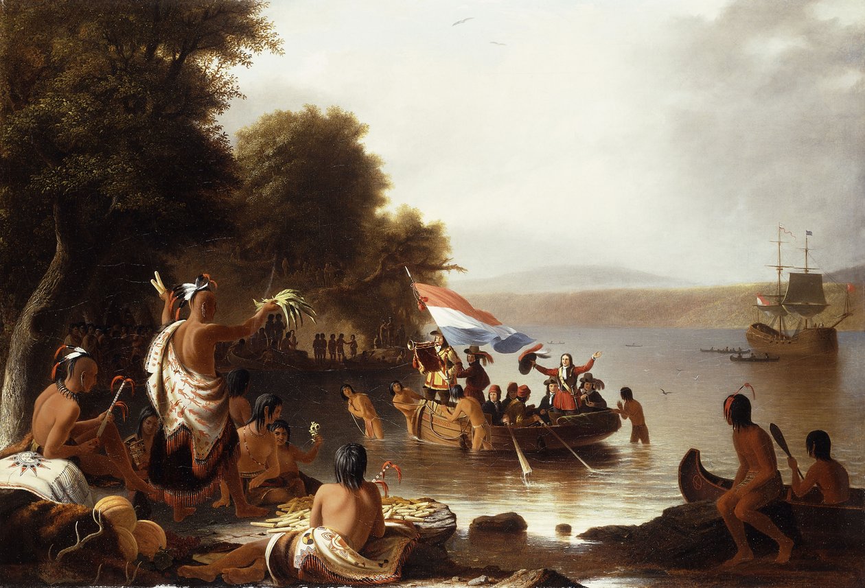 亨利·哈德森（Henry Hudson）降落，1608年，纽约州皮克斯基尔附近的维普朗克角 作者 罗伯特·沃尔特·威尔