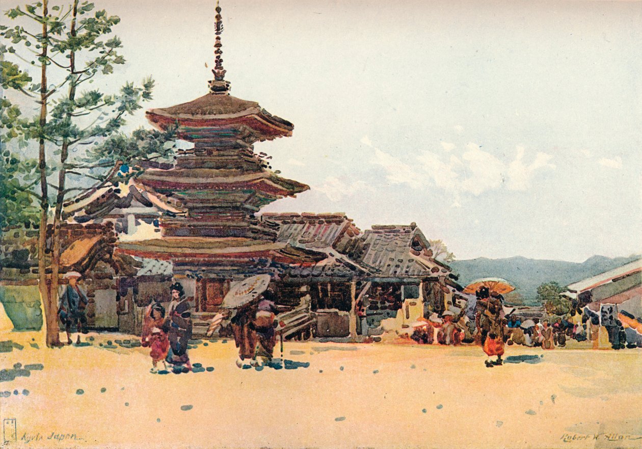 日本京都八坂宝塔，约1909年 作者 罗伯特·威尔·艾伦