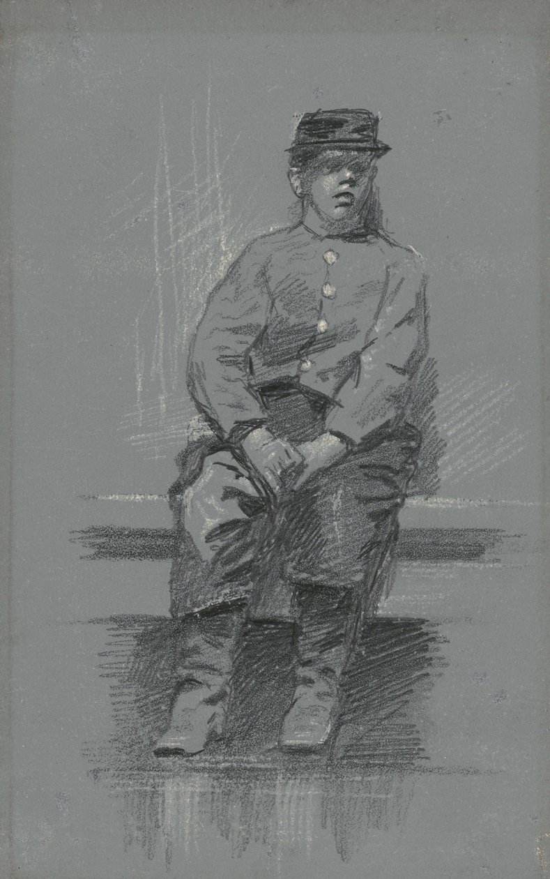 Cadet，c.1895（灰色片剂上的石墨） 作者 罗伯特·威廉·冯诺
