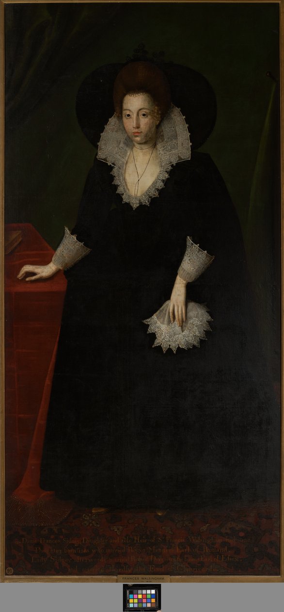 弗朗西丝-沃尔辛厄姆，菲利普-西德尼爵士的妻子，约 1570-1632（布面油画） 作者 老罗伯特（归属于）皮克