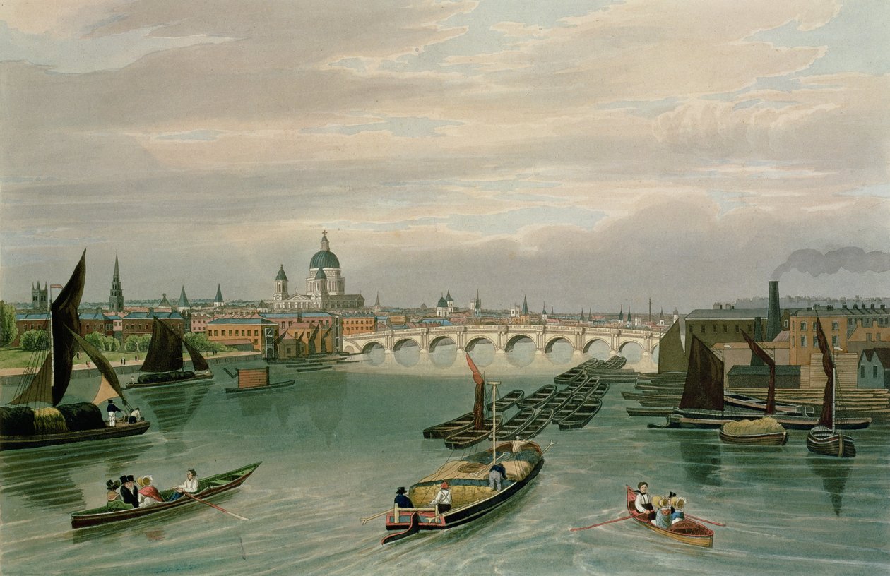 Blackfriars Bridge和St. Paul&39;s，酒吧的视图。 1820年Colnaghi und Co. 作者 老罗伯特·哈维尔和小罗伯特·哈维尔