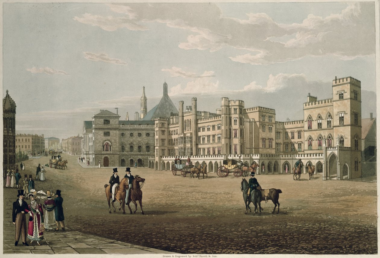 上议院和下议院的视图，从Old Palace Yard，酒吧。 1821年由Colnaghi und Co.（aquatint） 作者 老罗伯特·哈维尔和小罗伯特·哈维尔