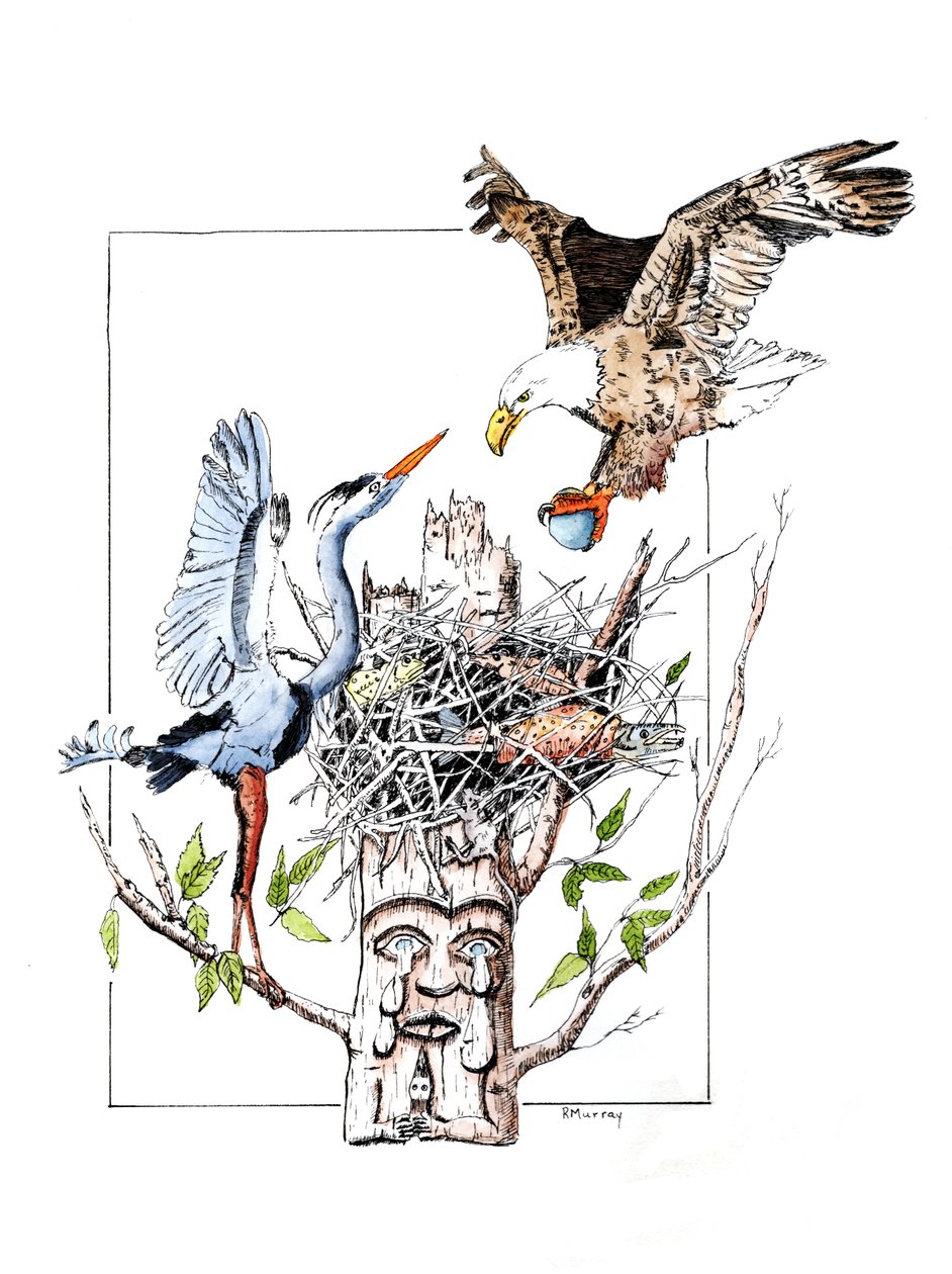 图腾窃贼，2019（纸本水墨画） 作者 罗伯塔·默里