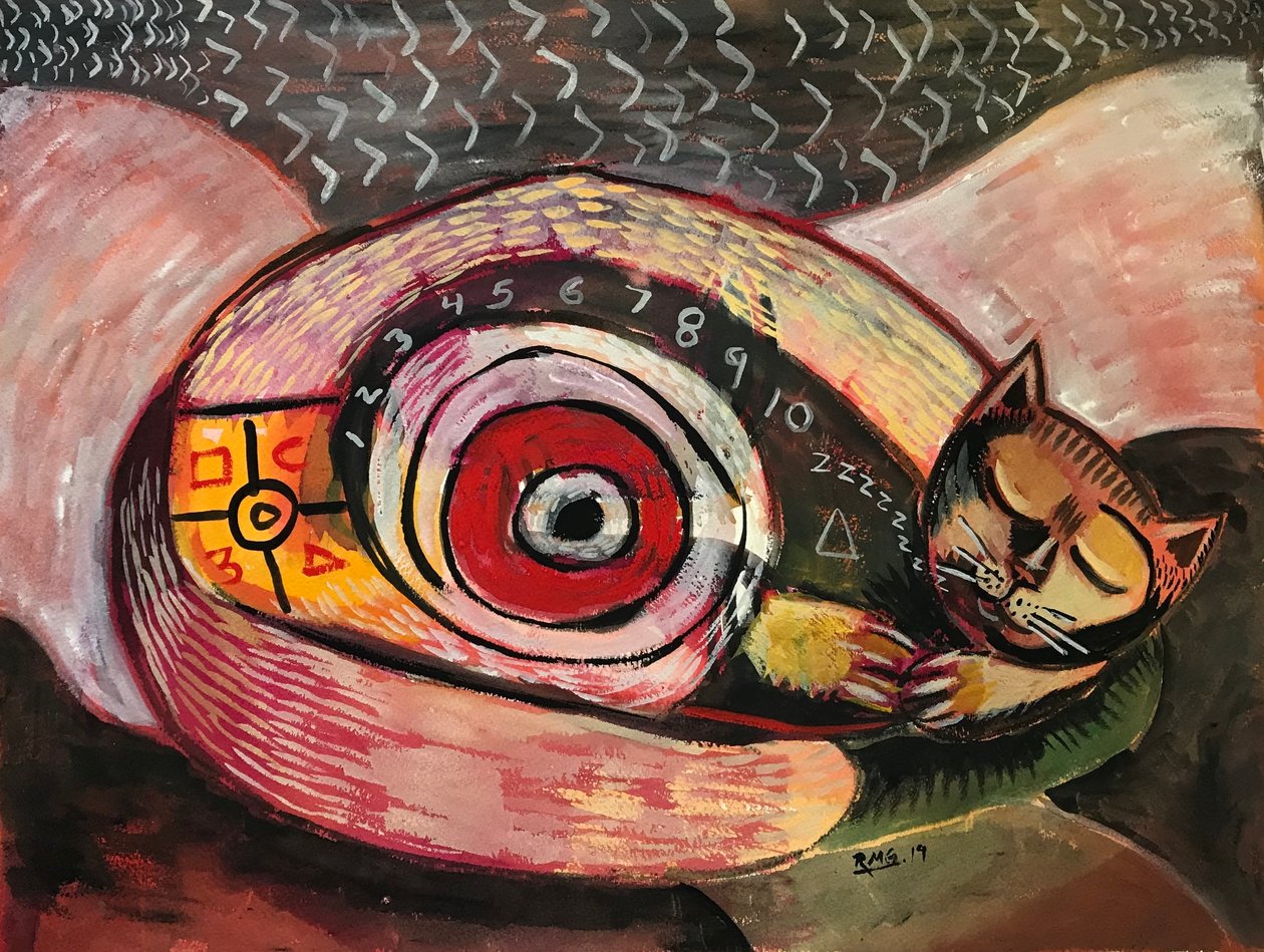 甜蜜的梦》，约 2019 年（纸上水粉画） 作者 