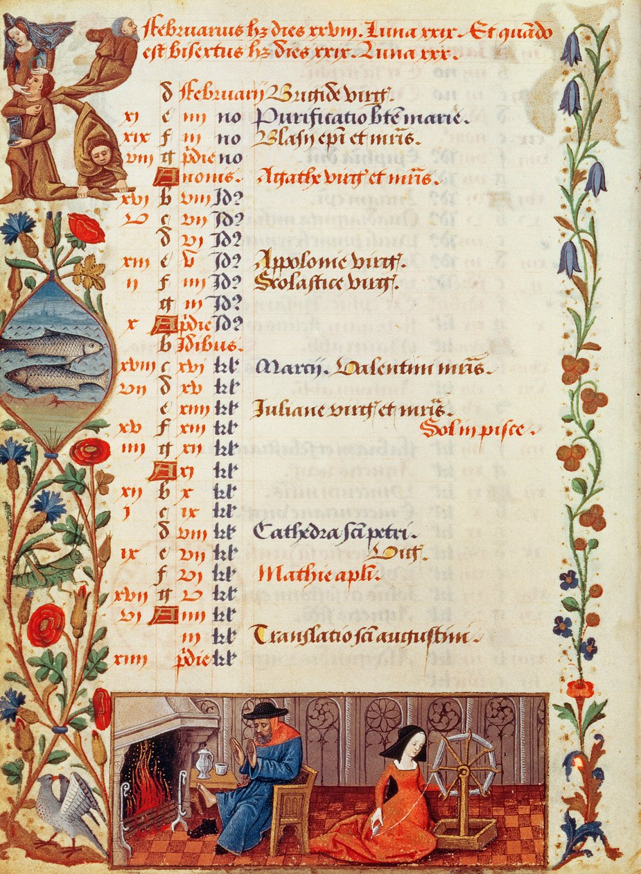 2月11日，来自Charles d&39;Angouleme小时的女士，1480年 作者 罗宾特·德斯塔德