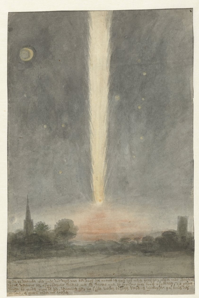 贝弗韦克上空的尾星，1680 年 作者 Rochus van Veen（归因于）