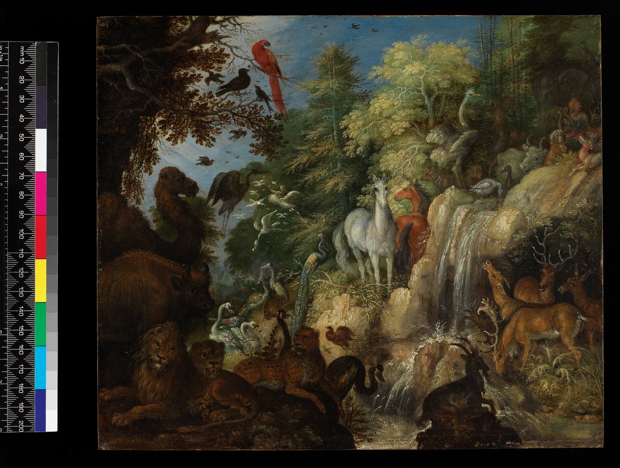 奥菲斯与鸟类和野兽，1622年（铜上油） 作者 罗兰特·雅各布斯（Roelandt Jacobsz）。储蓄