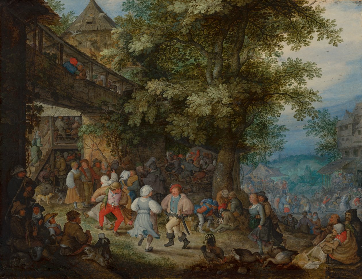农民在波西米亚旅馆外跳舞，c.1610 作者 罗兰特·雅各布斯（Roelandt Jacobsz）。储蓄