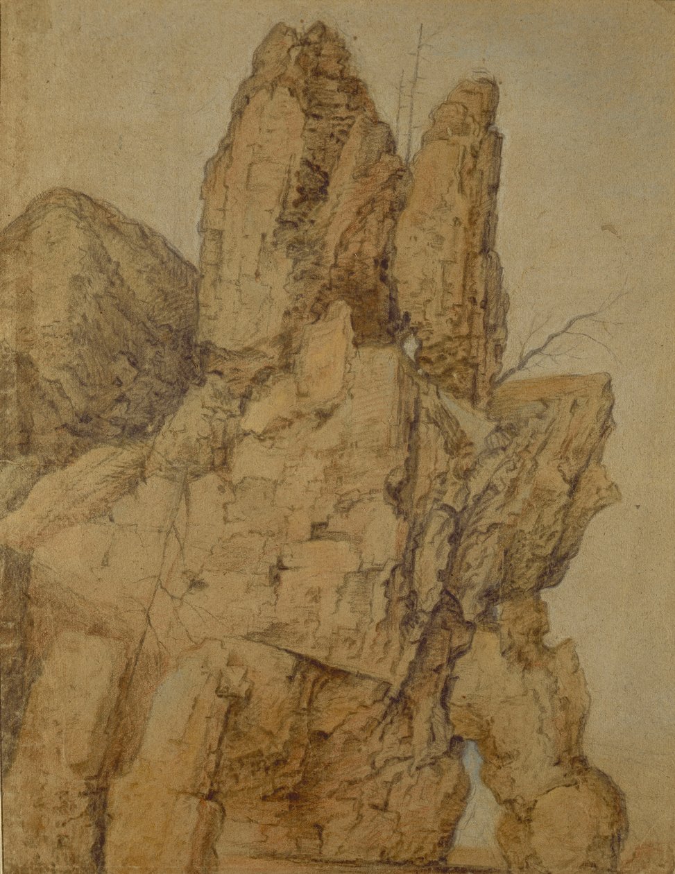 落基山（粉彩和粉笔在纸上） 作者 罗兰特·雅各布斯（Roelandt Jacobsz）。储蓄