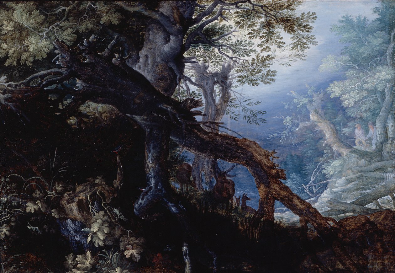 森林与鹿》，约 1608-10 年（油画板） 作者 罗兰特·雅各布斯（Roelandt Jacobsz）。储蓄