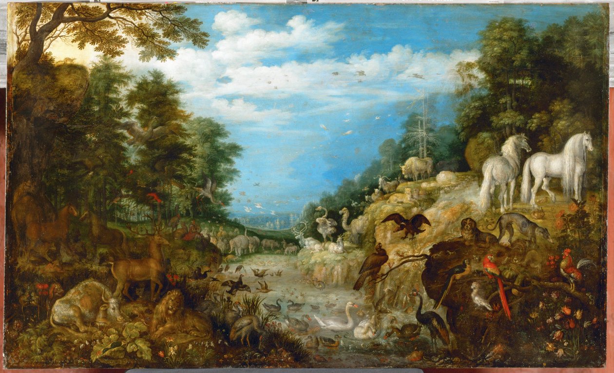 有动物的风景（布面油画） 作者 罗兰特·雅各布斯（Roelandt Jacobsz）。储蓄