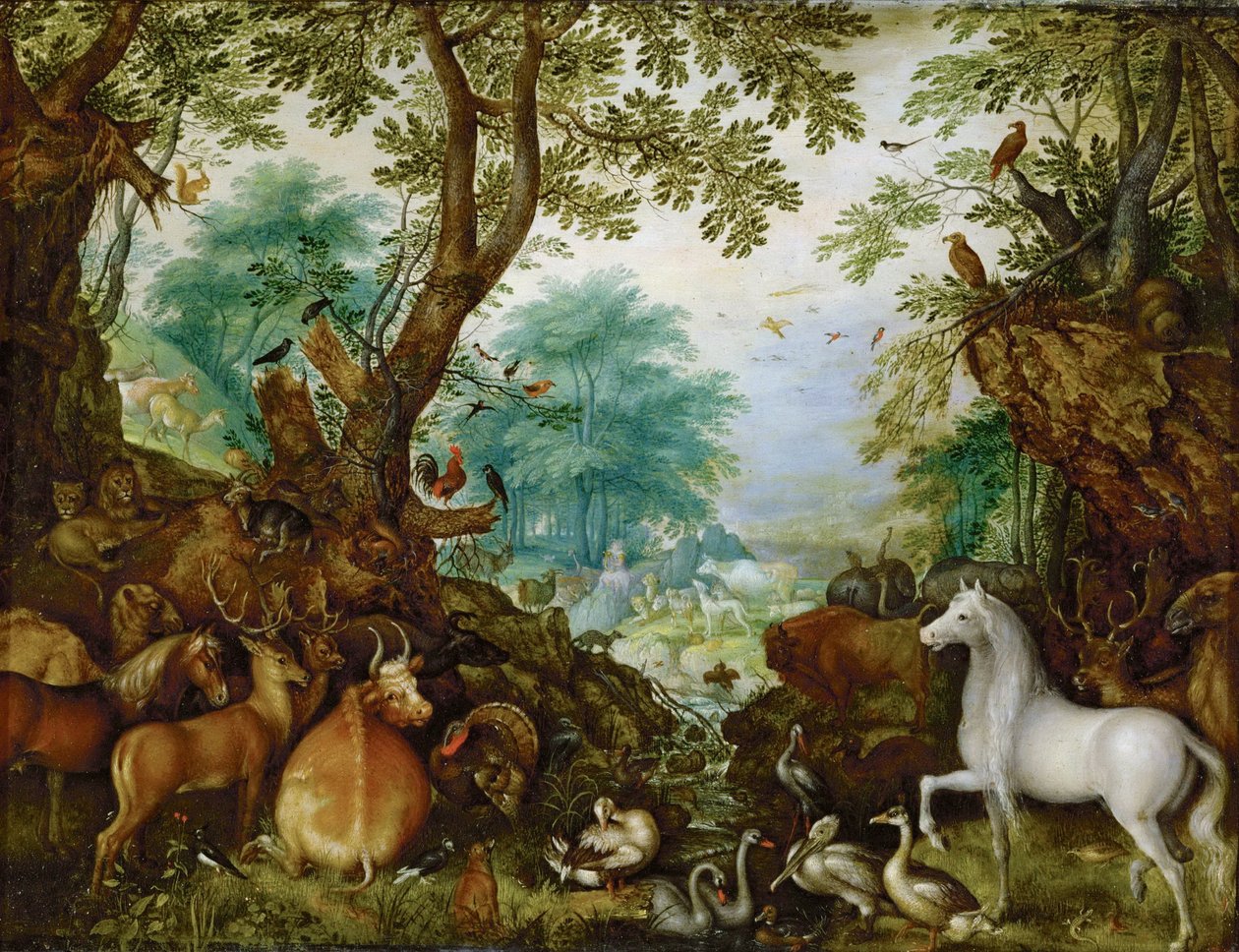 Orphee parmi les animaux - 动物中的 Orpheus - Roelant (Roelandt) Savery (1576-1639)。 铜上油，约 1628 年。尺寸：27,5x36 厘米。 维也纳艺术史博物馆 作者 罗兰特·雅各布斯（Roelandt Jacobsz）。储蓄
