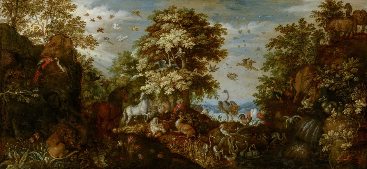 奥菲斯以音乐吸引动物，1627年 作者 罗兰特·雅各布斯（Roelandt Jacobsz）。储蓄