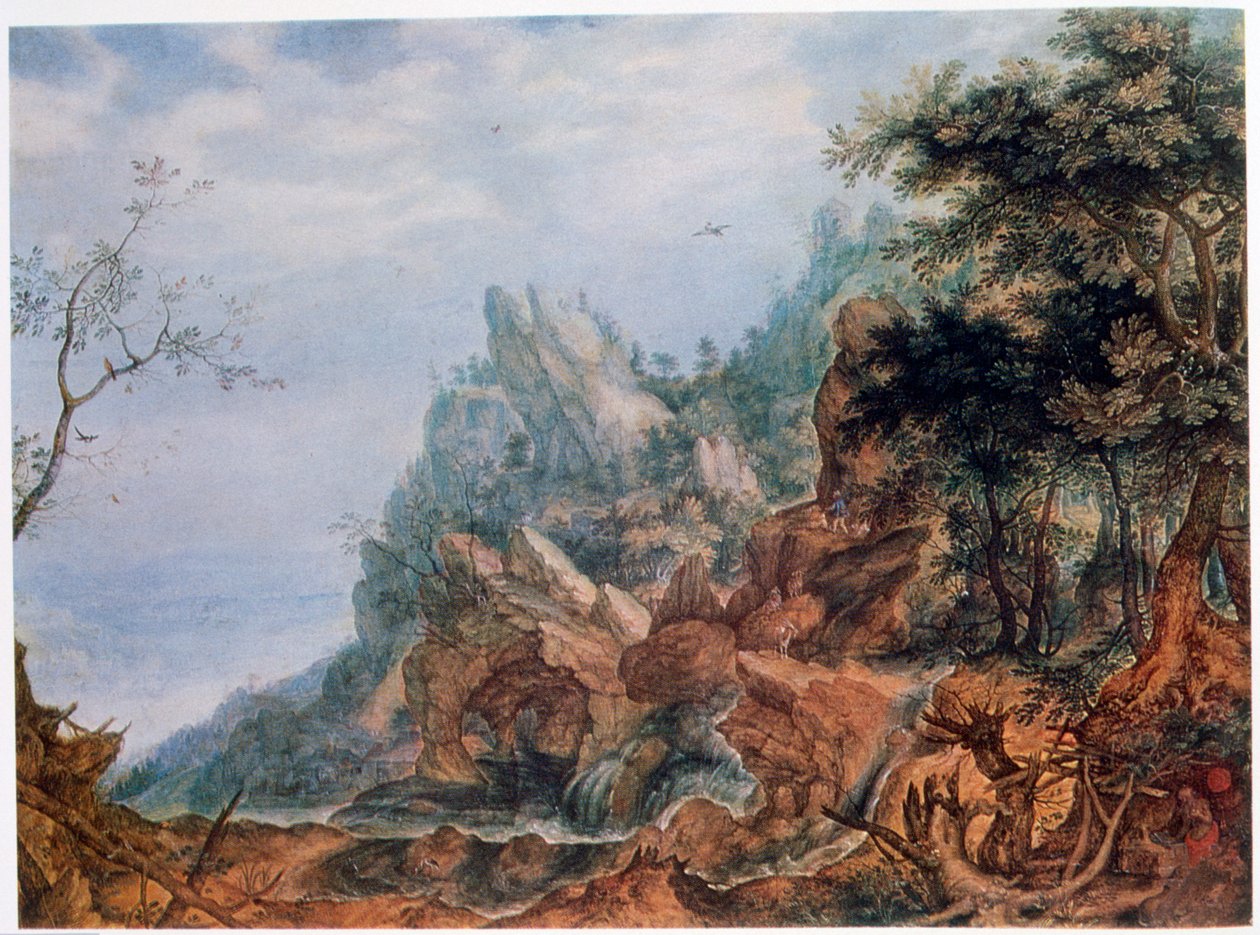 岩石风景的圣杰罗姆，c1596-1639 作者 罗兰德·萨维里