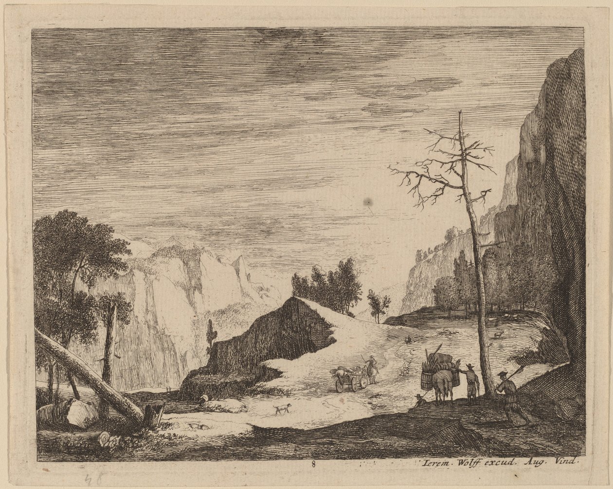 有小车的山景：pl.8 作者 Roelant Roghman 和 Melchior Küsel