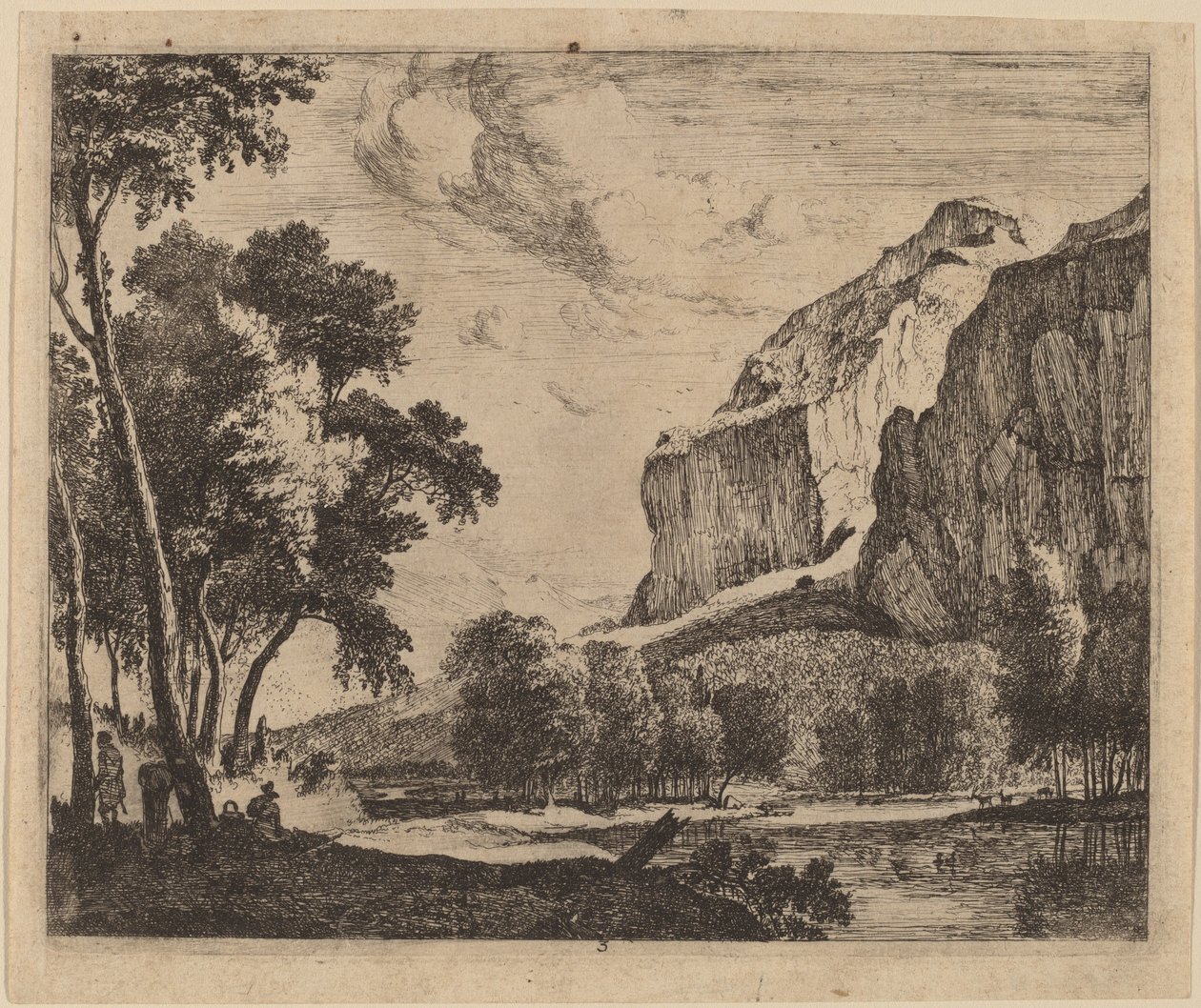 右侧有岩石的河景: pl.3 作者 Roelant Roghman 和 Melchior Küsel