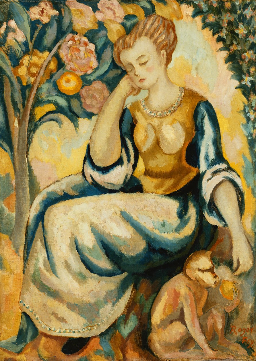 带猴子的女士，约1917年 作者 罗杰·艾略特·弗莱