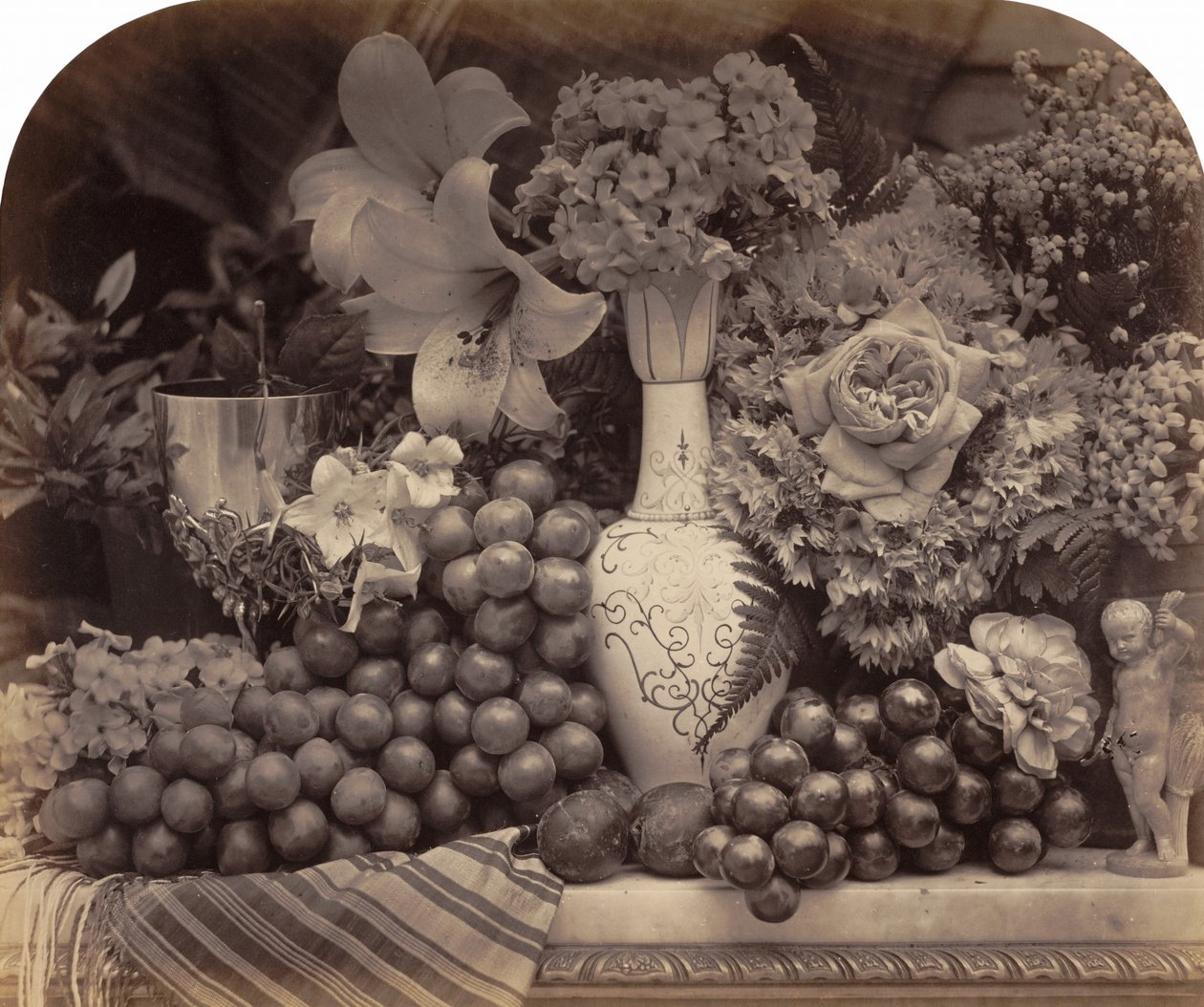 水果和鲜花，1860 年（照片） 作者 罗杰芬顿
