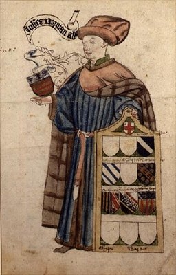 穿着市议员长袍的约翰-诺曼，约1450年（纸上水彩）。 作者 罗杰·利