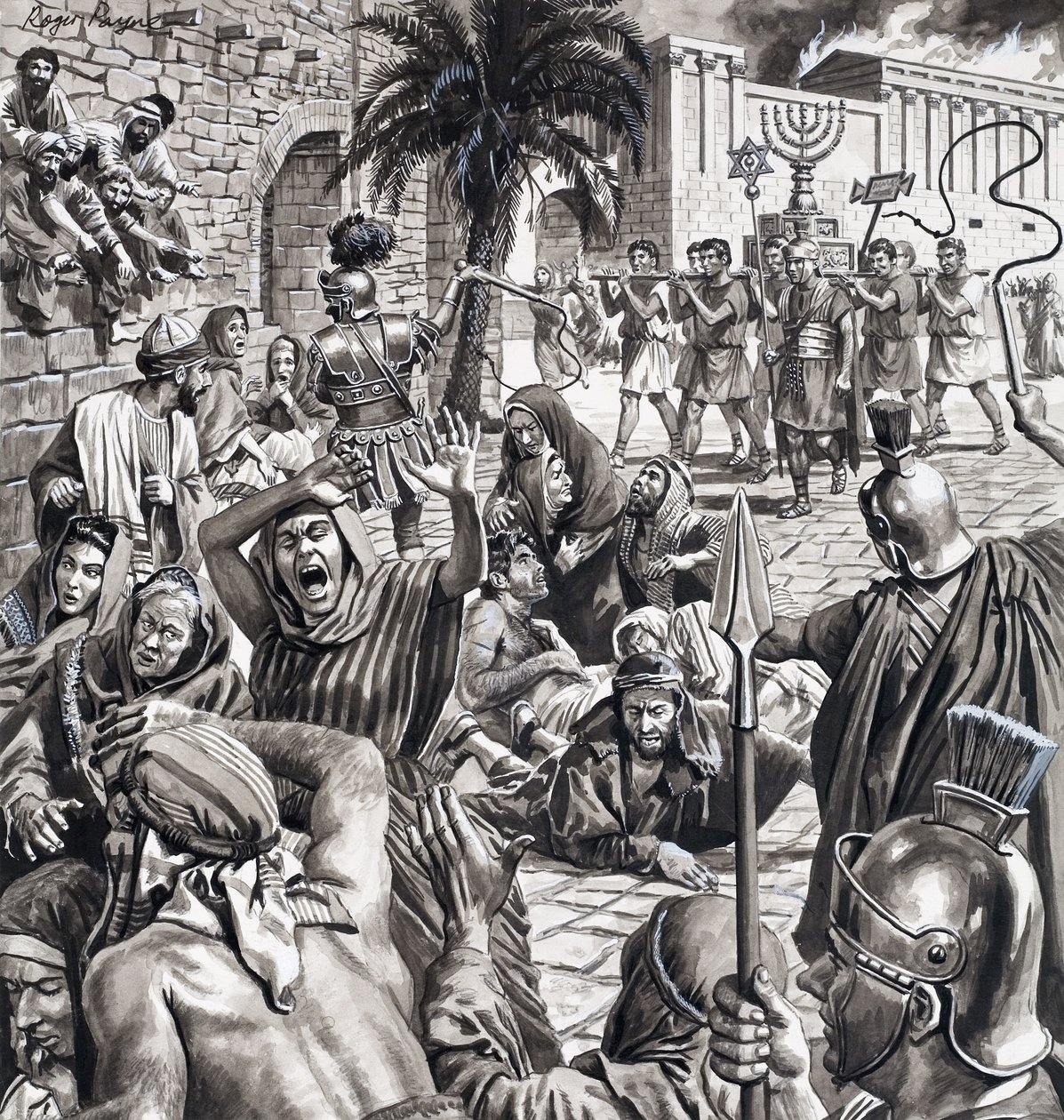 战斗的农民》，选自 "罗马大师"（纸本水粉画） 作者 罗杰·佩恩