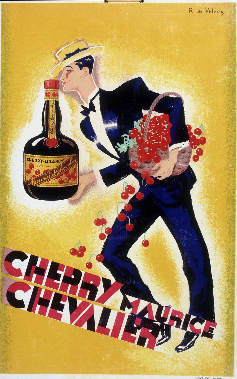 Cherry Maurice Chevalier 的广告海报--插图作者 Roger de Valerio（1886-1951 年），约 1935 年 作者 罗杰·德瓦莱里奥