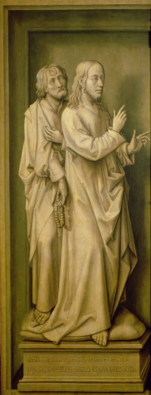 基督和门徒，来自救赎三联画，1455-59 作者 罗吉尔·范·德·韦登