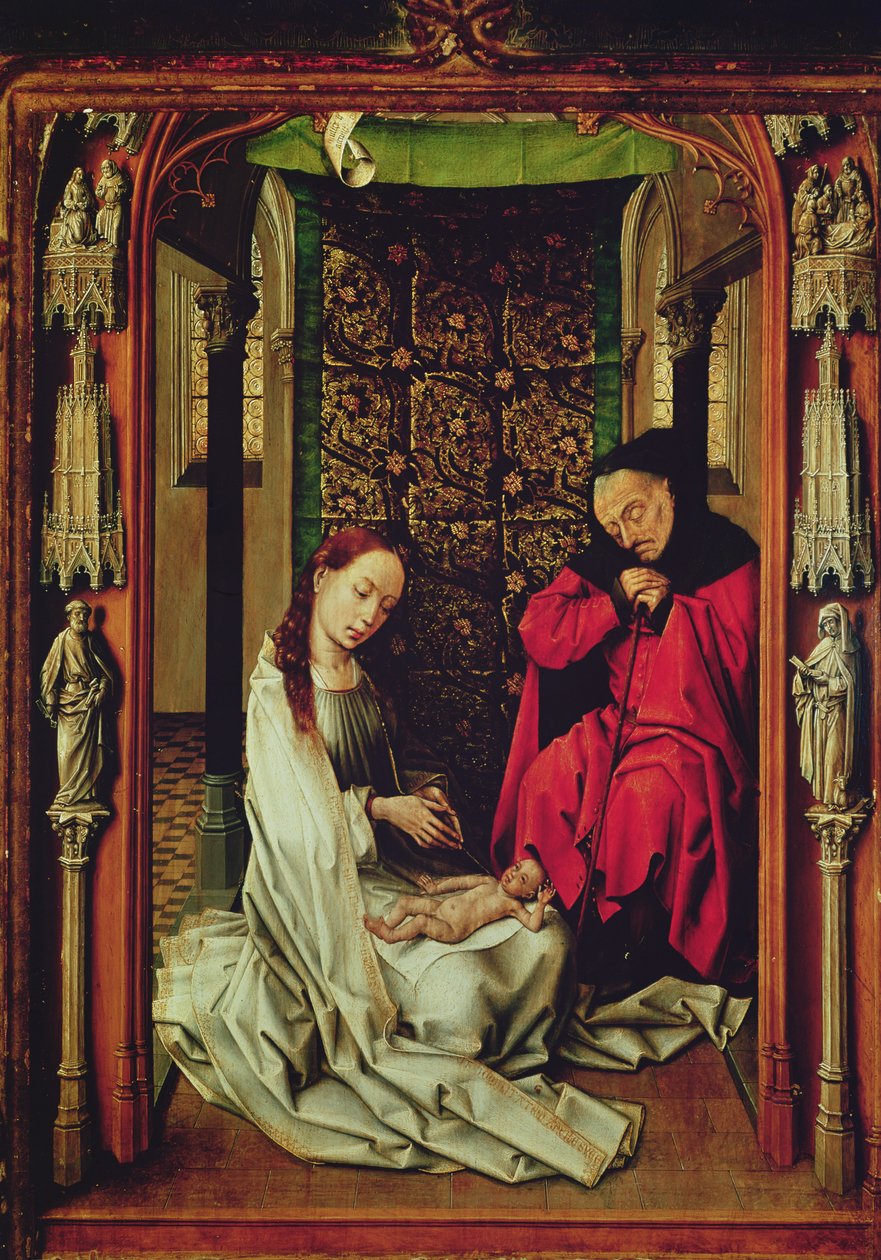 耶稣诞生，三联画的左翼，c.1496 作者 罗吉尔·范·德·韦登