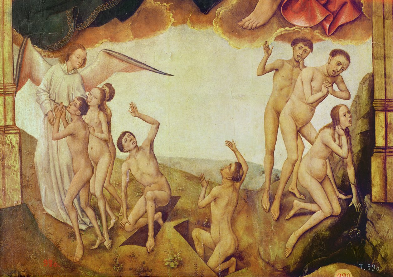 救赎的三联画，右图：最后的审判，细节：选中和该死的，1455-59（木上油） 作者 罗吉尔·范·德·韦登