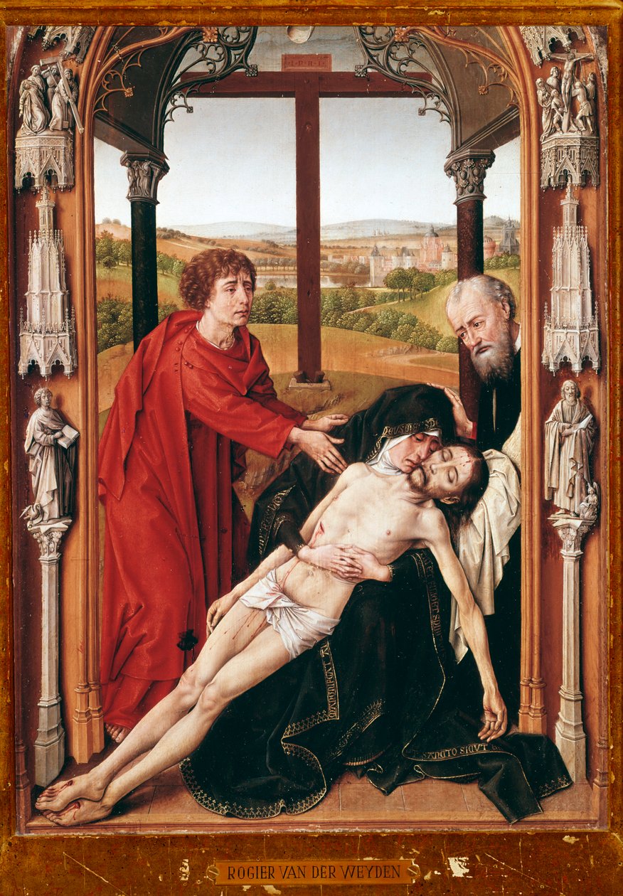 Rogier van der Weyden (ca. 1400-1464) 1435-1438 格拉纳达，西班牙皇家教堂的圣母怜子图 作者 罗吉尔·范·德·韦登