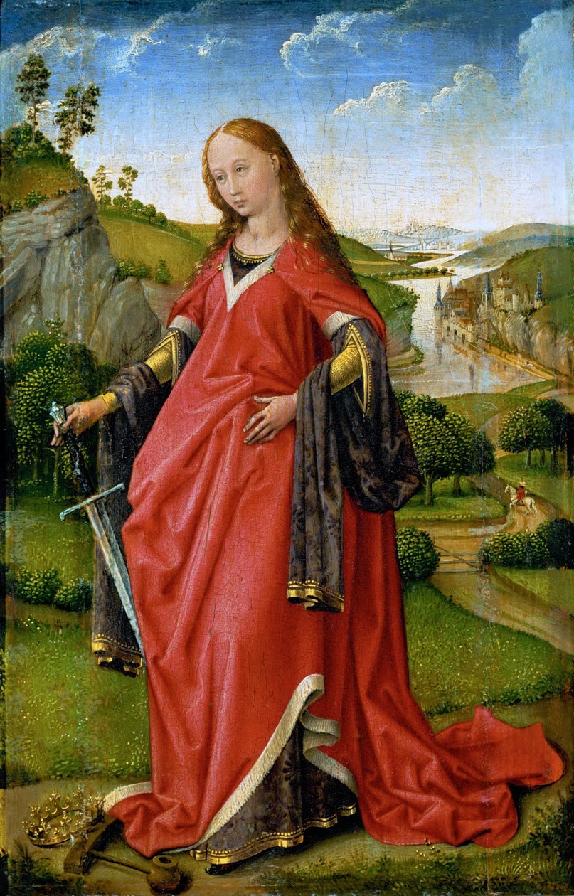 圣凯瑟琳 - Rogier van der Weyden（约 1399-1464）。 木头上的油，c。 1430 或 c。 1451. 尺寸：18,5x11,8 厘米。 维也纳艺术史博物馆 作者 罗吉尔·范·德·韦登