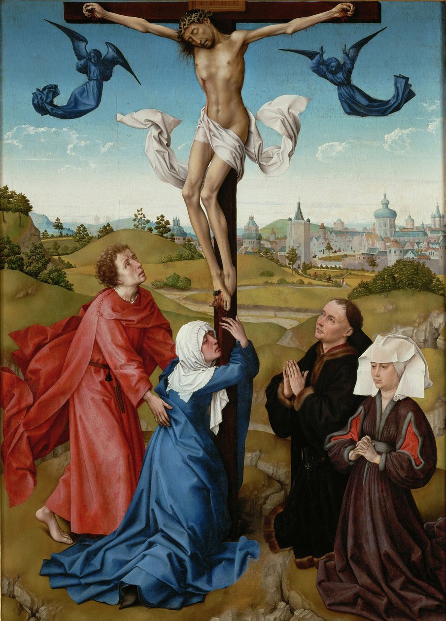 钉在十字架上的三联画c。 1440 作者 罗吉尔·范·德·韦登