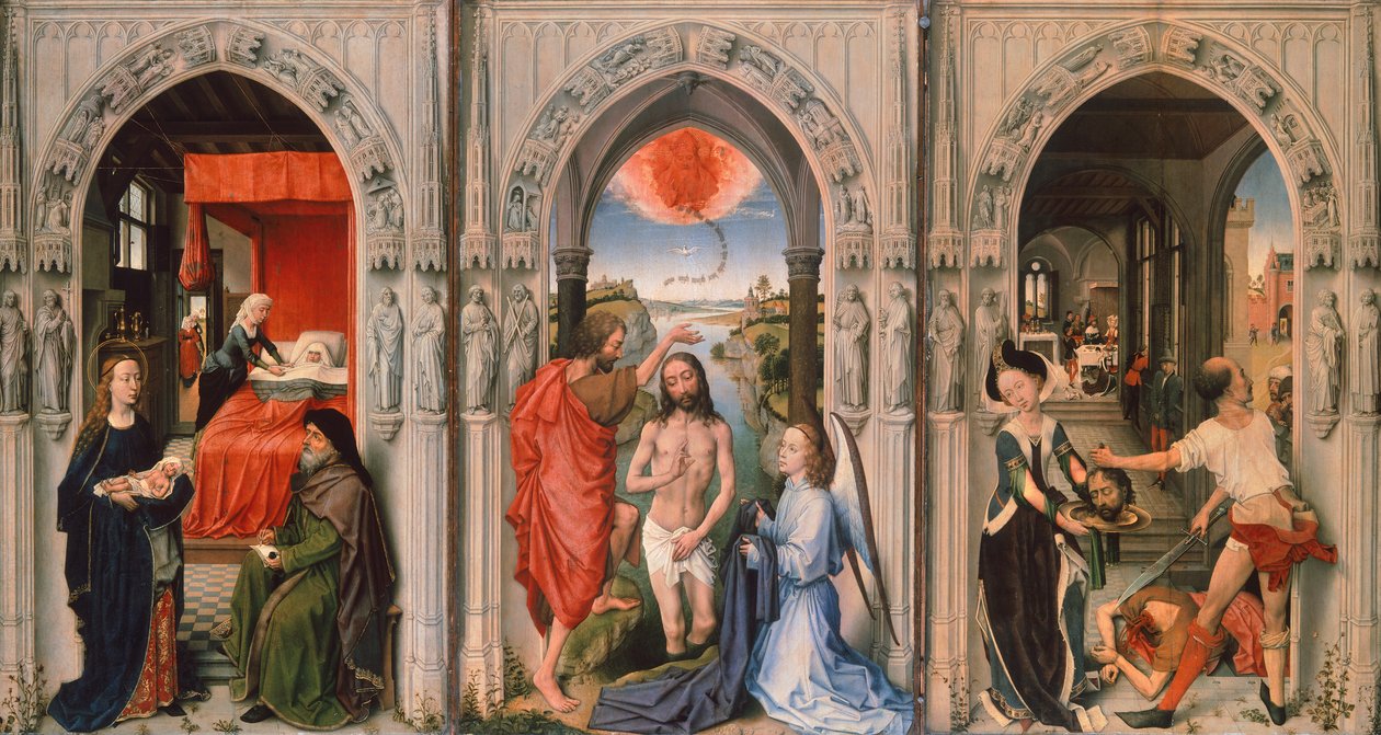 罗吉尔·范德韦登 (Rogier van der Weyden) (1399-1464) 的《浸信会三联画》 作者 罗吉尔·范·德·韦登