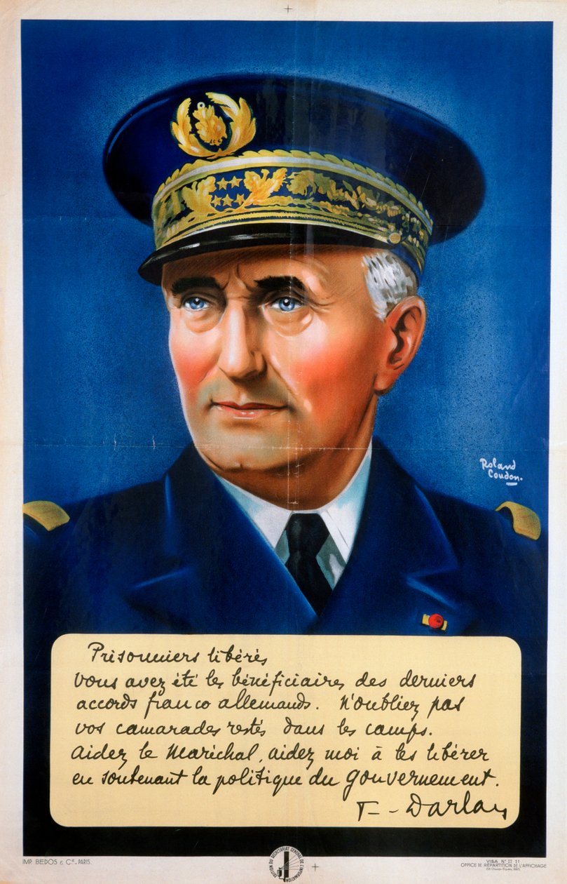 达尔朗上将，维希法国宣传海报，约1940-1942年 作者 罗兰·考顿