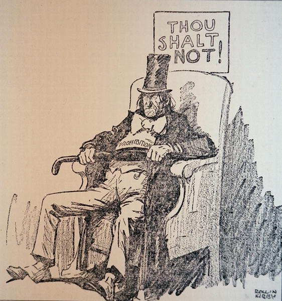 你不可"，谴责美国禁酒时期（1920-1933 年）饮酒的漫画（平版） 作者 罗林柯比