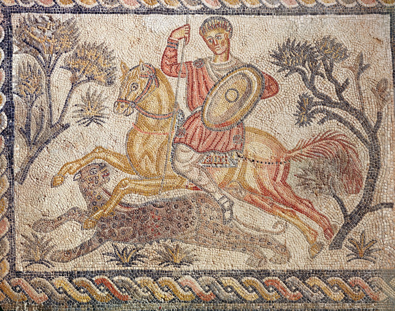 描绘豹纹狩猎的马赛克，来自Villa de las Tiendas，c.326-400（马赛克） 作者 小说
