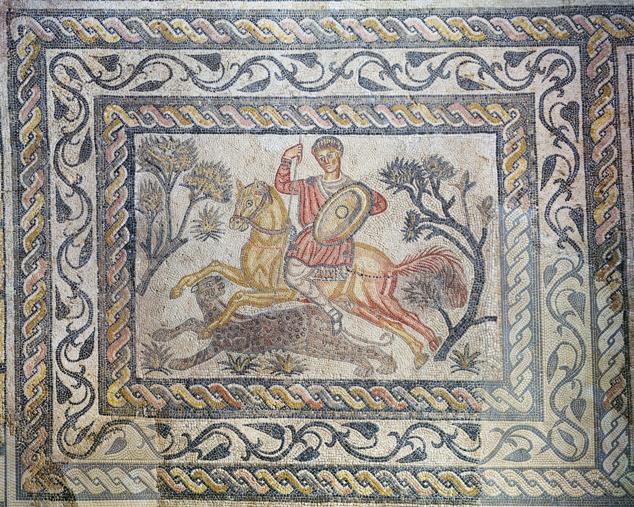 描绘豹纹狩猎的马赛克，来自Villa de las Tiendas，c.326-400（马赛克） 作者 小说