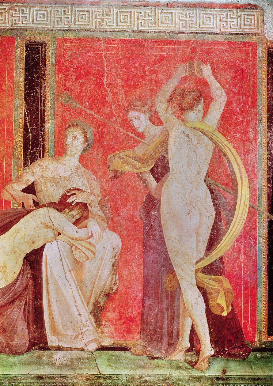 被鞭打的妇女和舞蹈家与Cy钹，南墙，Oecus 5，公元前60-50 作者 小说